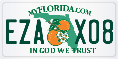 FL license plate EZAX08