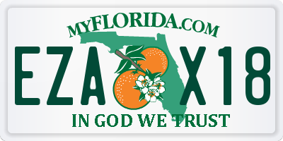 FL license plate EZAX18