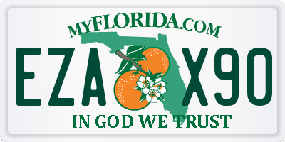 FL license plate EZAX90