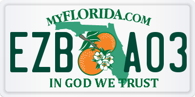 FL license plate EZBA03