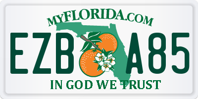 FL license plate EZBA85