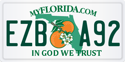 FL license plate EZBA92