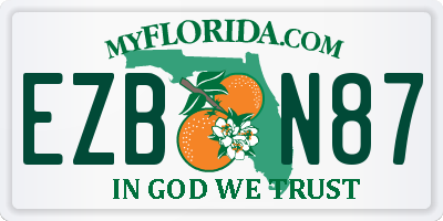 FL license plate EZBN87