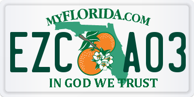 FL license plate EZCA03