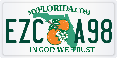 FL license plate EZCA98