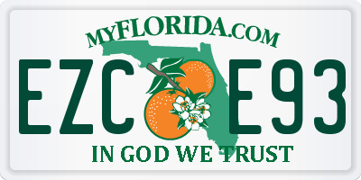 FL license plate EZCE93