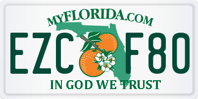 FL license plate EZCF80