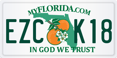 FL license plate EZCK18