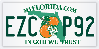FL license plate EZCP92