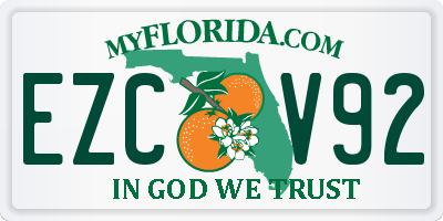 FL license plate EZCV92