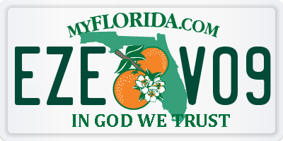 FL license plate EZEV09