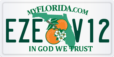 FL license plate EZEV12
