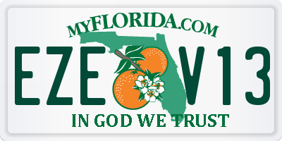 FL license plate EZEV13