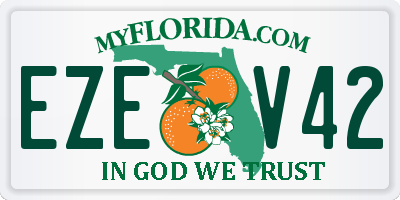 FL license plate EZEV42