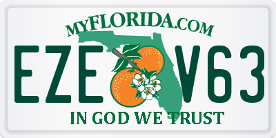 FL license plate EZEV63