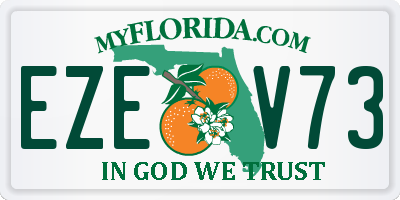 FL license plate EZEV73