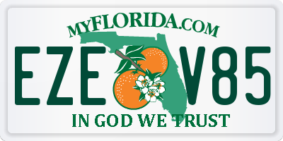FL license plate EZEV85