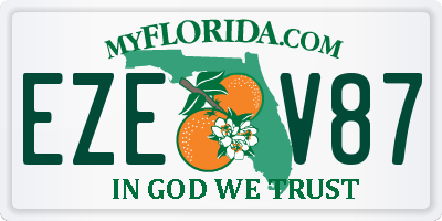FL license plate EZEV87