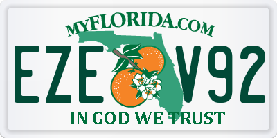 FL license plate EZEV92