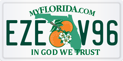 FL license plate EZEV96
