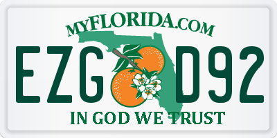 FL license plate EZGD92