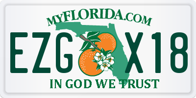 FL license plate EZGX18