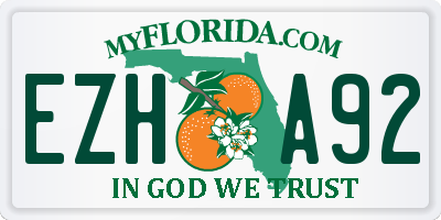 FL license plate EZHA92