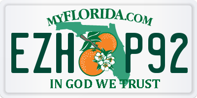 FL license plate EZHP92