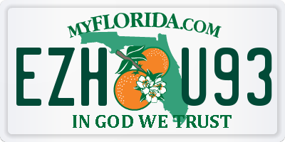 FL license plate EZHU93