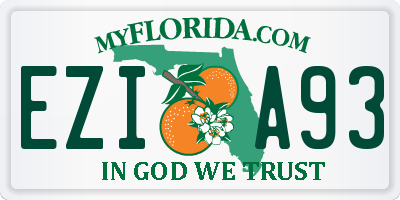 FL license plate EZIA93