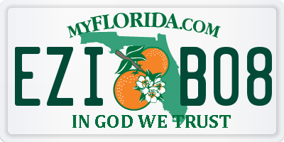 FL license plate EZIB08
