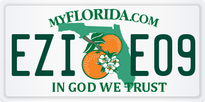 FL license plate EZIE09