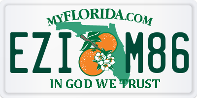 FL license plate EZIM86