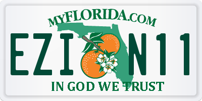 FL license plate EZIN11
