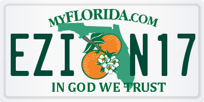 FL license plate EZIN17