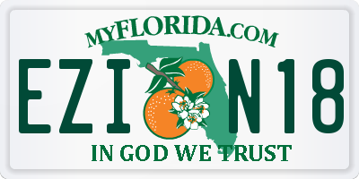 FL license plate EZIN18