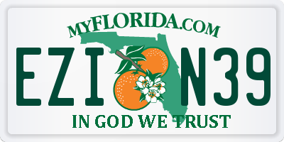 FL license plate EZIN39