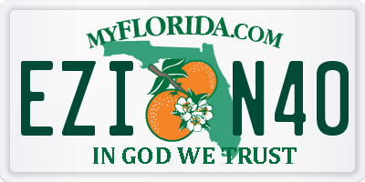 FL license plate EZIN40