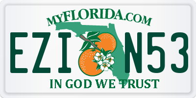 FL license plate EZIN53