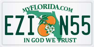 FL license plate EZIN55