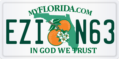 FL license plate EZIN63
