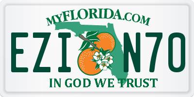 FL license plate EZIN70