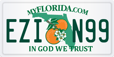 FL license plate EZIN99