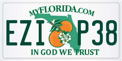 FL license plate EZIP38