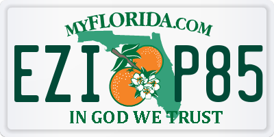 FL license plate EZIP85