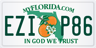 FL license plate EZIP86