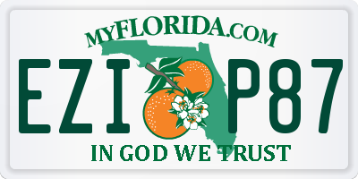 FL license plate EZIP87