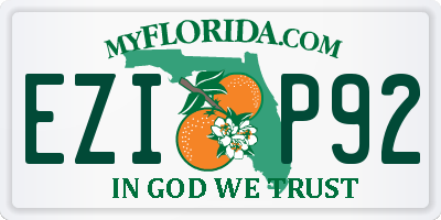 FL license plate EZIP92