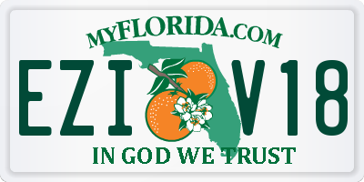 FL license plate EZIV18