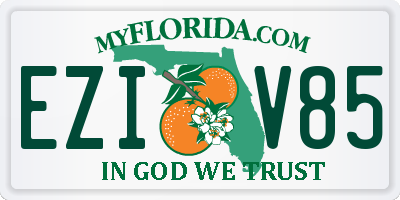 FL license plate EZIV85